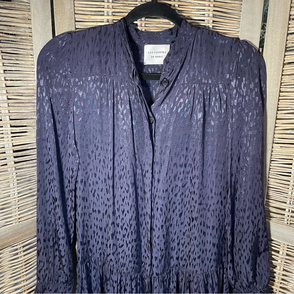 Satin Ruffle Mini Button Down Dress - size Small - Picture 6 of 12